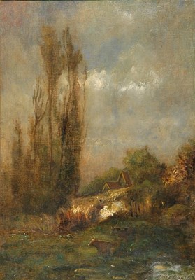 Lot 1075 - Jules Dupre French, 1811-1881 BUCOLIC...