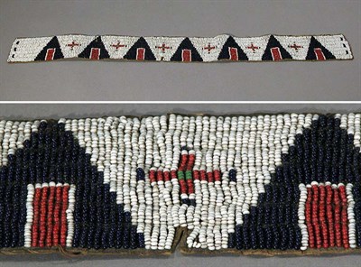 Lot 2156 - Sioux Beaded Hide Blanket Strip With a design...