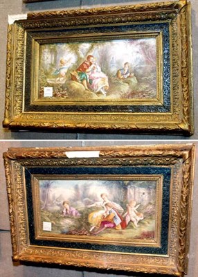 Lot 2160 - Pair of Framed Continental Porcelain Plaques...
