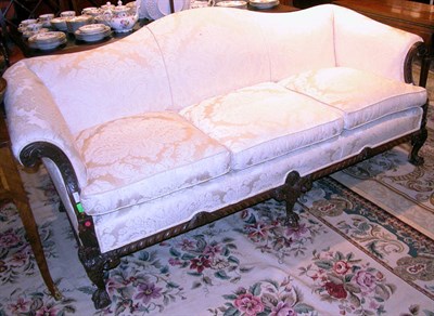 Lot 393 - Georgian Style Carved Mahogany Camel Back Sofa...