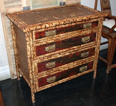 Lot 2117 - Faux Bamboo and Lacquer Four-Drawer Chest...