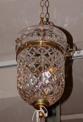 Lot 2650 - Georgian Style Cut Glass and Brass Hall Light