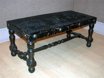 Lot 2417 - Embossed Leather Top Low Table Height 16 1/2...