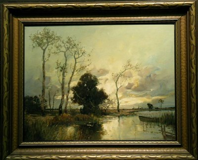 Lot 2023 - A. Herbe 20th Century MARSH AT SUNRISE Signed...