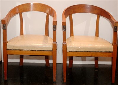 Lot 3245 - Pair of Neoclassical Style Fruitwood Armchairs