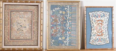 Lot 4227 - Three Chinese Silk Embroidered Panels 19th...