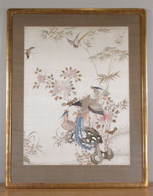 Lot 4219 - Chinese Silk Embroidered Panel 19th Century...