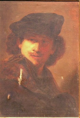 Lot 38 - After Rembrandt SELF PORTRAIT Oil on canvas 23...