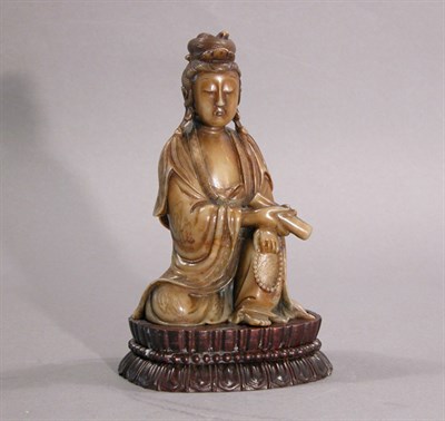 Lot 4279 - Chinese Soapstone Figure of a Seated Guanyin...