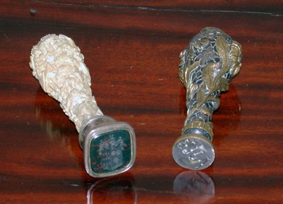 Lot 2624 - A Mixed Metal Seal and a Carved Ivory and...