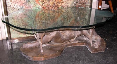 Lot 345A - Philip LaVerne Patinated-Bronze and Glass Top...