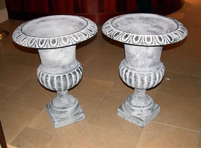 Lot 2388 - Pair of Patinated-Metal Campana-Form Garden...