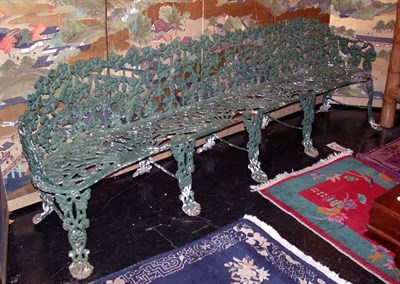 Lot 2328 - Green Painted Wrought Iron Garden Bench Length...