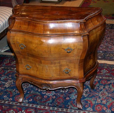 Lot 2567 - Pair of Italian Burl-Walnut Diminutive Bombe...