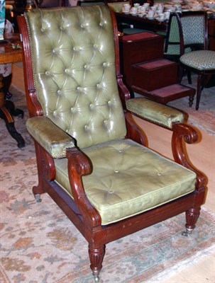 Lot 2497 - Regency Style Mahogany and Leather Library Chair