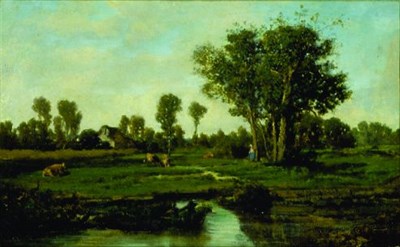 Lot 80 - Victor Dupre French, 1816-1879 COWS WATERING...