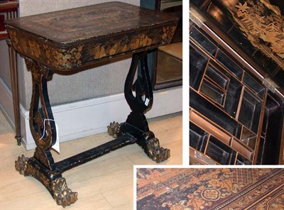 Lot 4320 - Chinese Export Gilt Decorated Black Lacquered...