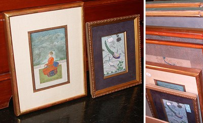 Lot 2221 - Ten Framed Chinese and Indian Paintings 20th...