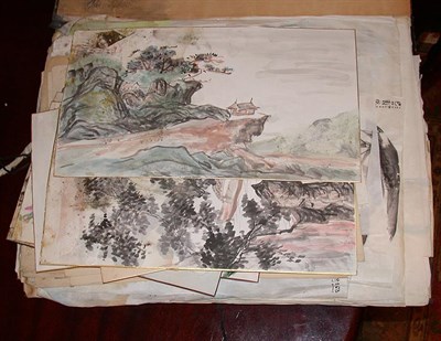 Lot 2164 - Large Group of Chinese Watercolors on Paper...