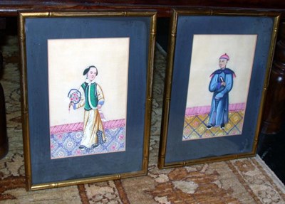 Lot 2152 - Six Chinese Pith Paper Paintings of Single...