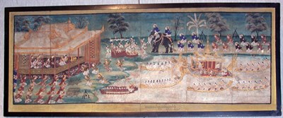 Lot 2101 - Thai Painting of Figures in Procession 20th...