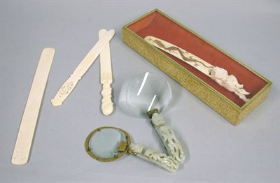 Lot 2190 - Four Japanese Ivory Letter Openers; Together...
