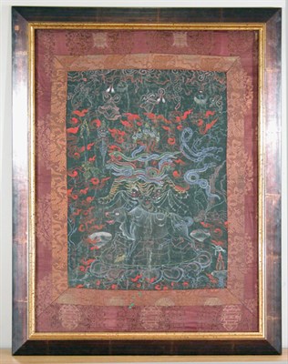 Lot 4208 - Black Ground Thanka of Yamantaka Tibet, 18th...