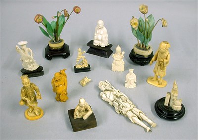 Lot 2215 - Twelve Asian Ivory Figures; Together with Two...