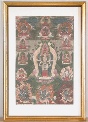 Lot 4198 - Thanka of Avelokitesvara Tibet, 19th century...