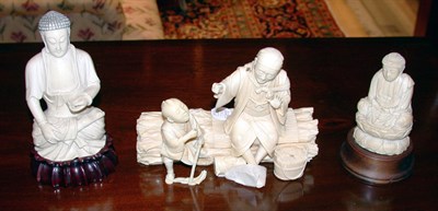 Lot 2202 - Japanese Ivory Figure of a Farmer Seated on a...