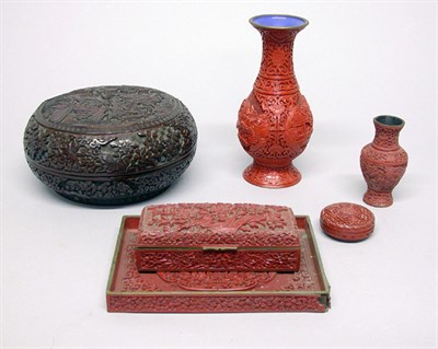 Lot 2191 - Group of Cinnabar Lacquered Style Items...