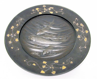 Lot 2186 - Japanese Bronze Large Charger With carp design...