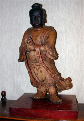 Lot 2180 - Chinese Carved Wood Statue of an Immortal