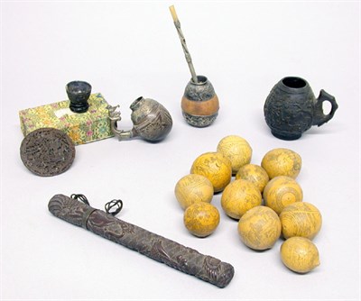 Lot 2197 - Group of Chinese Dried Gourds; Together with a...
