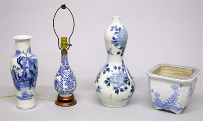 Lot 2145 - Blue and White Glazed Porcelain Figural Vase...