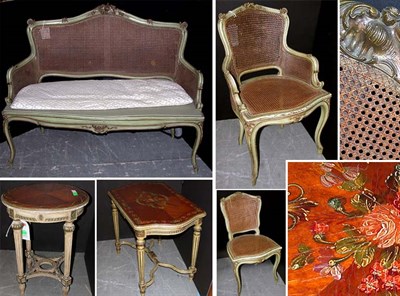 Lot 2147 - French Suite of Furniture Comprising a painted...