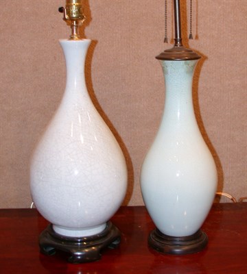 Lot 2220 - Two Chinese Crackled Celadon Glazed Porcelain...