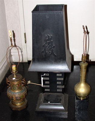 Lot 2095 - Group of Lamps Comprising a Chinese champleve...