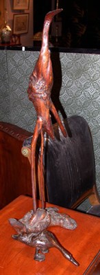 Lot 2154 - Two Asian Gnarled Wood Sculptures of Birds