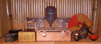 Lot 2090 - Group of Asian Wood and Lacquered Articles...