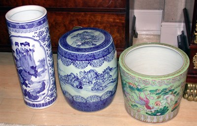 Lot 2219 - Chinese Blue and White Porcelain Umbrella...