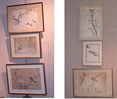 Lot 2159 - Six Asian Paintings of Birds and Flowers...