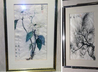 Lot 2093 - Five Asian Ink and Color on Paper Paintings of...