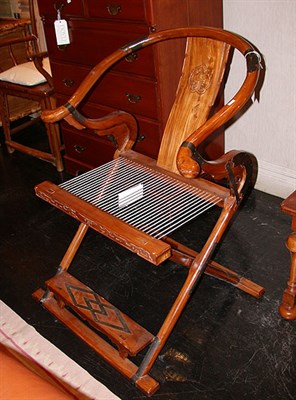 Lot 2127 - Pair of Chinese String Seat Horseshoe Back...