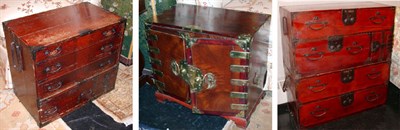 Lot 2097 - Two Brass and Iron Mounted Small Tansu Chests