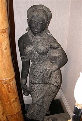 Lot 2105 - Indian Gray Schist Figure of a Standing Female