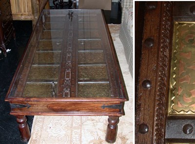 Lot 2103 - Indonesian Brass and Wood Door Mounted as a...