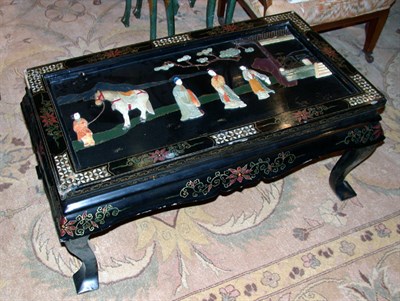 Lot 2111 - Chinese Black Lacquered Table Top Inlaid with...