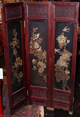 Lot 2139 - Chinese Painted and Carved Wood Six-Panel...