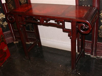 Lot 2142 - Chinese Side Table With square scrolling design.